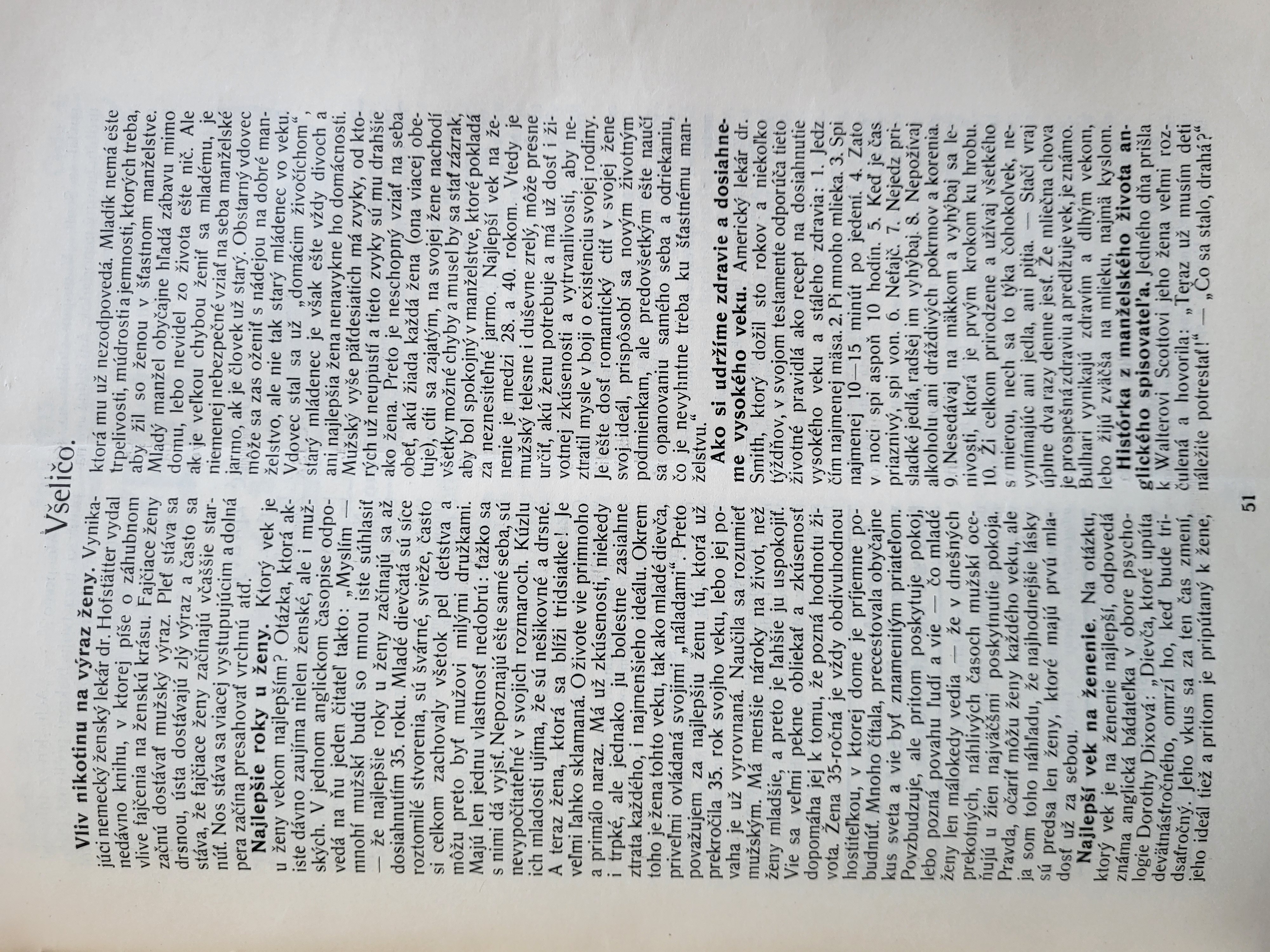 Rubrika Všeličo, Živena 1924