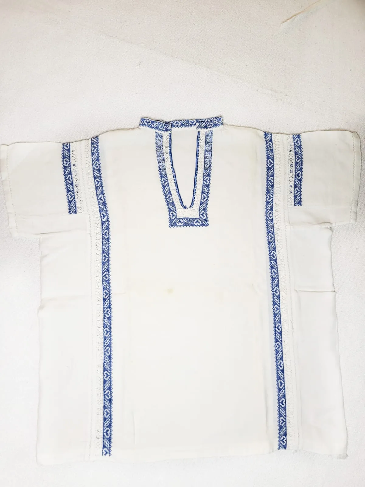 White-and-blue shirt